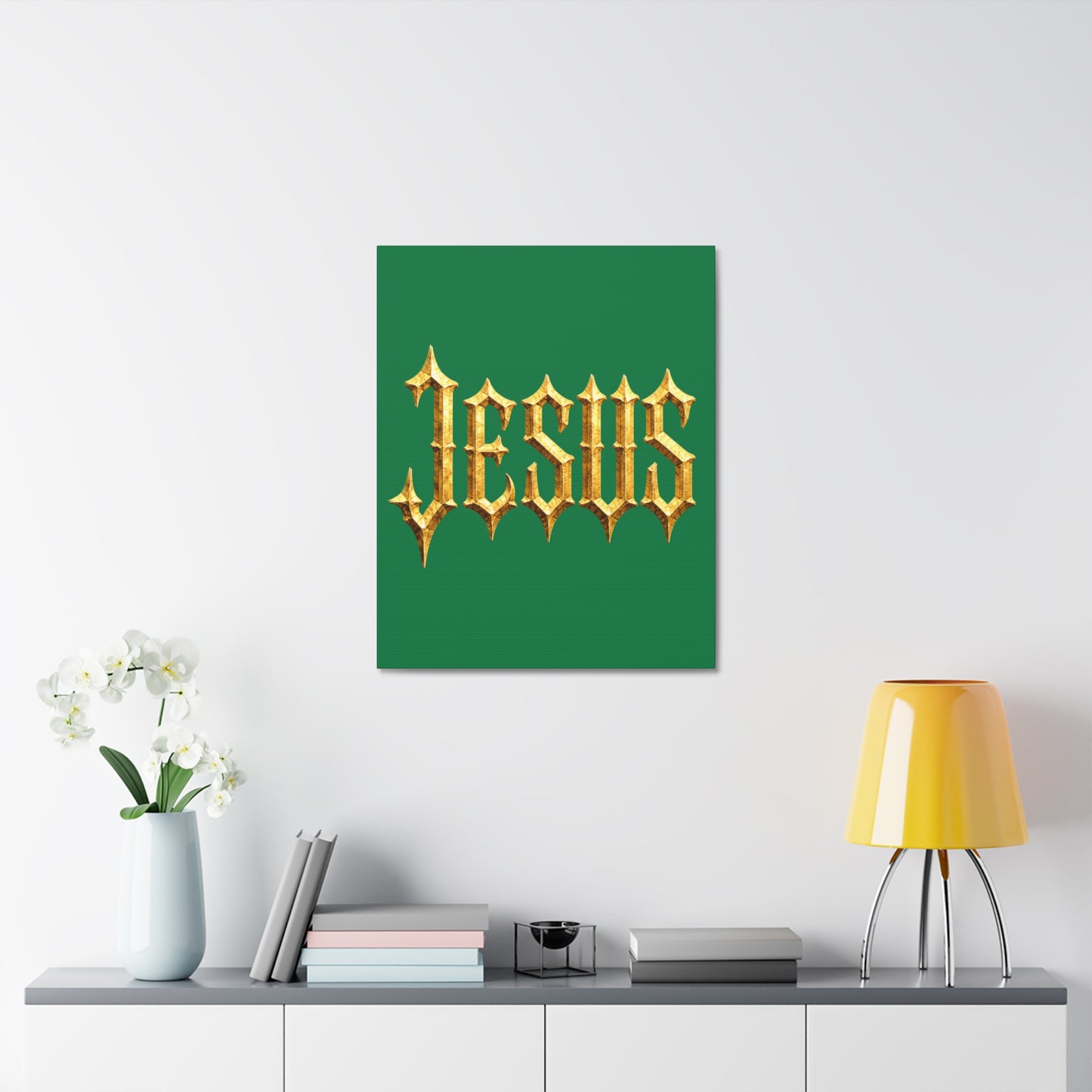 BOXXY JESUS ART CANVAS GREEN