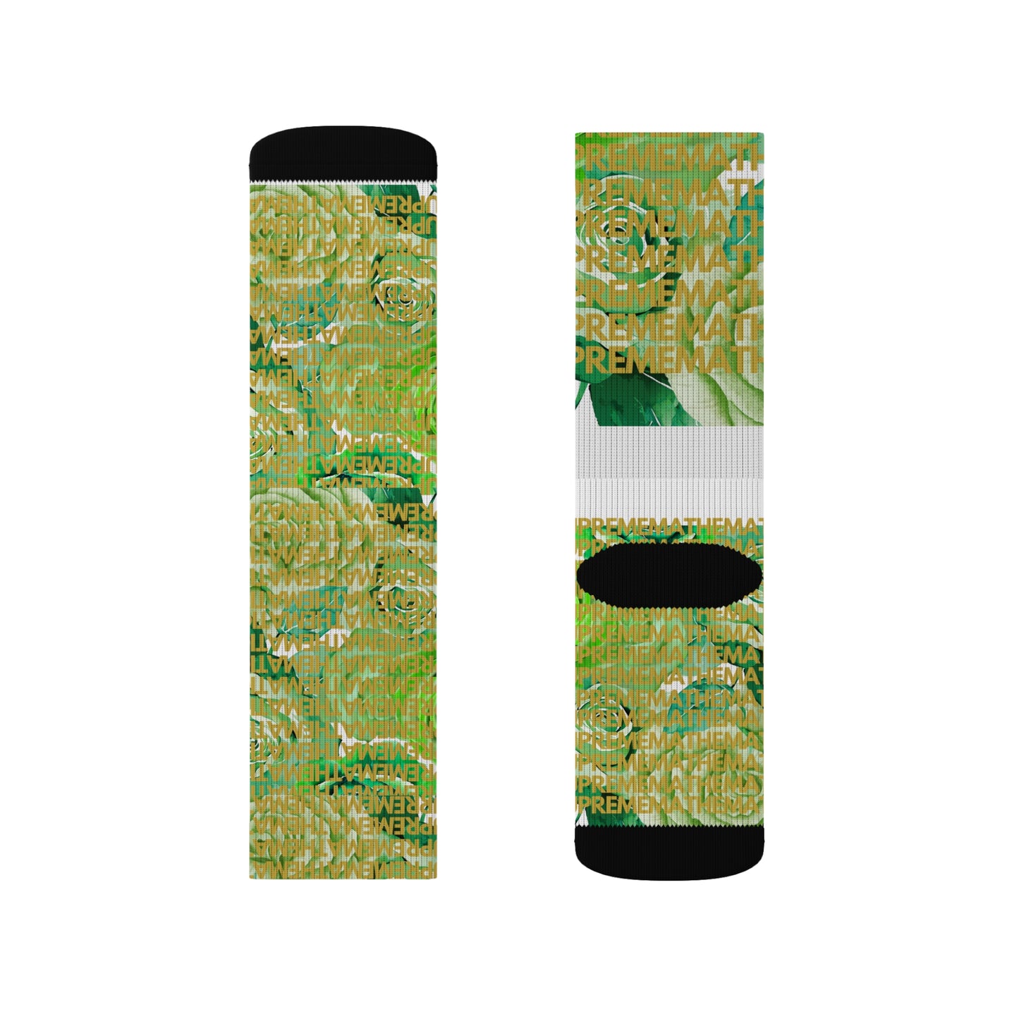 SUPREMEMATHEMATHEMATICS GREEN ROSES SOCKS