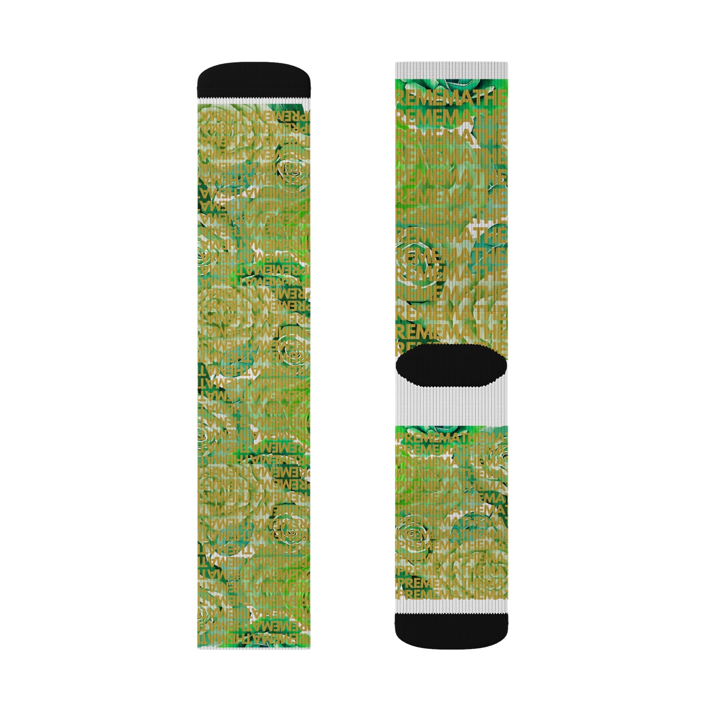 SUPREMEMATHEMATHEMATICS GREEN ROSES SOCKS
