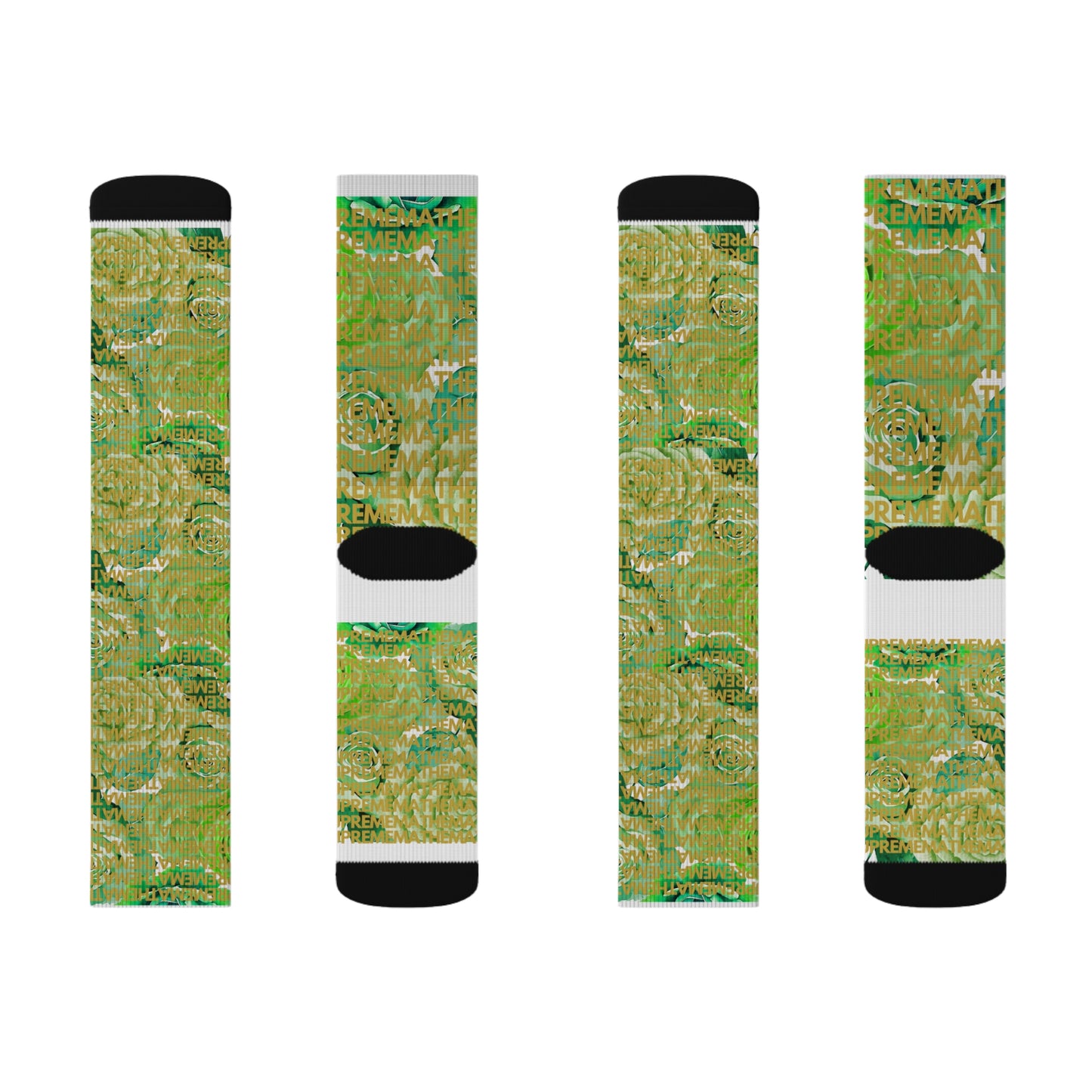SUPREMEMATHEMATHEMATICS GREEN ROSES SOCKS