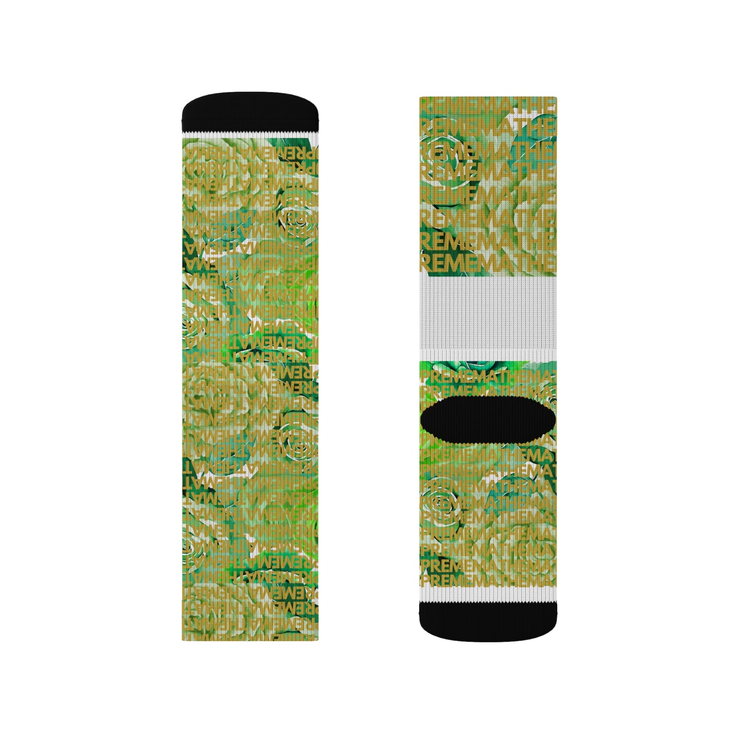 SUPREMEMATHEMATHEMATICS GREEN ROSES SOCKS