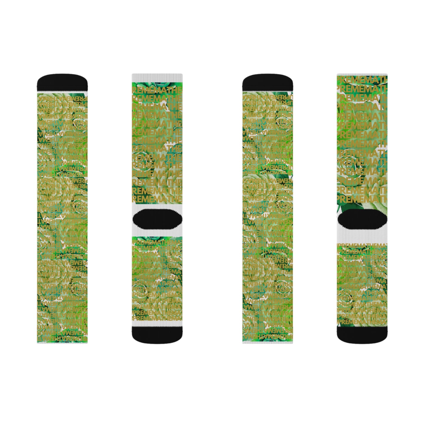 SUPREMEMATHEMATHEMATICS GREEN ROSES SOCKS