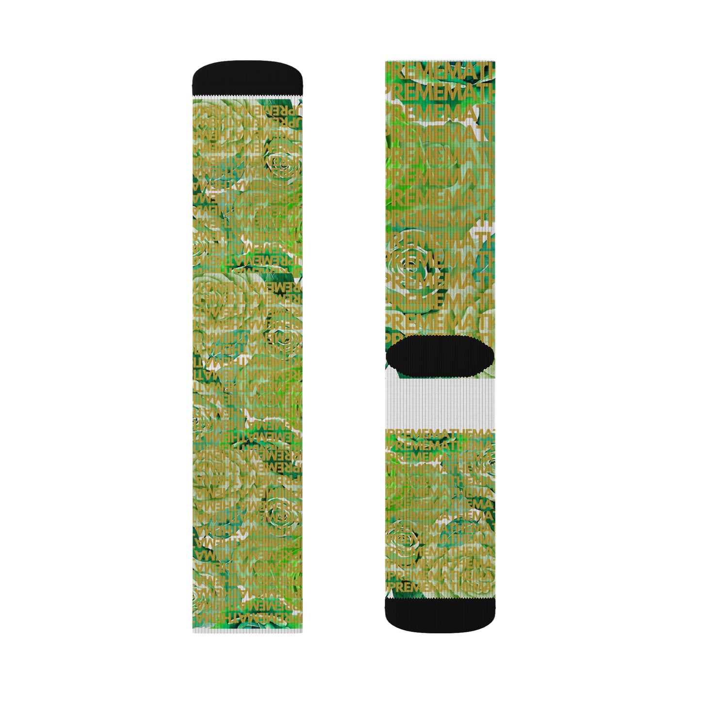 SUPREMEMATHEMATHEMATICS GREEN ROSES SOCKS