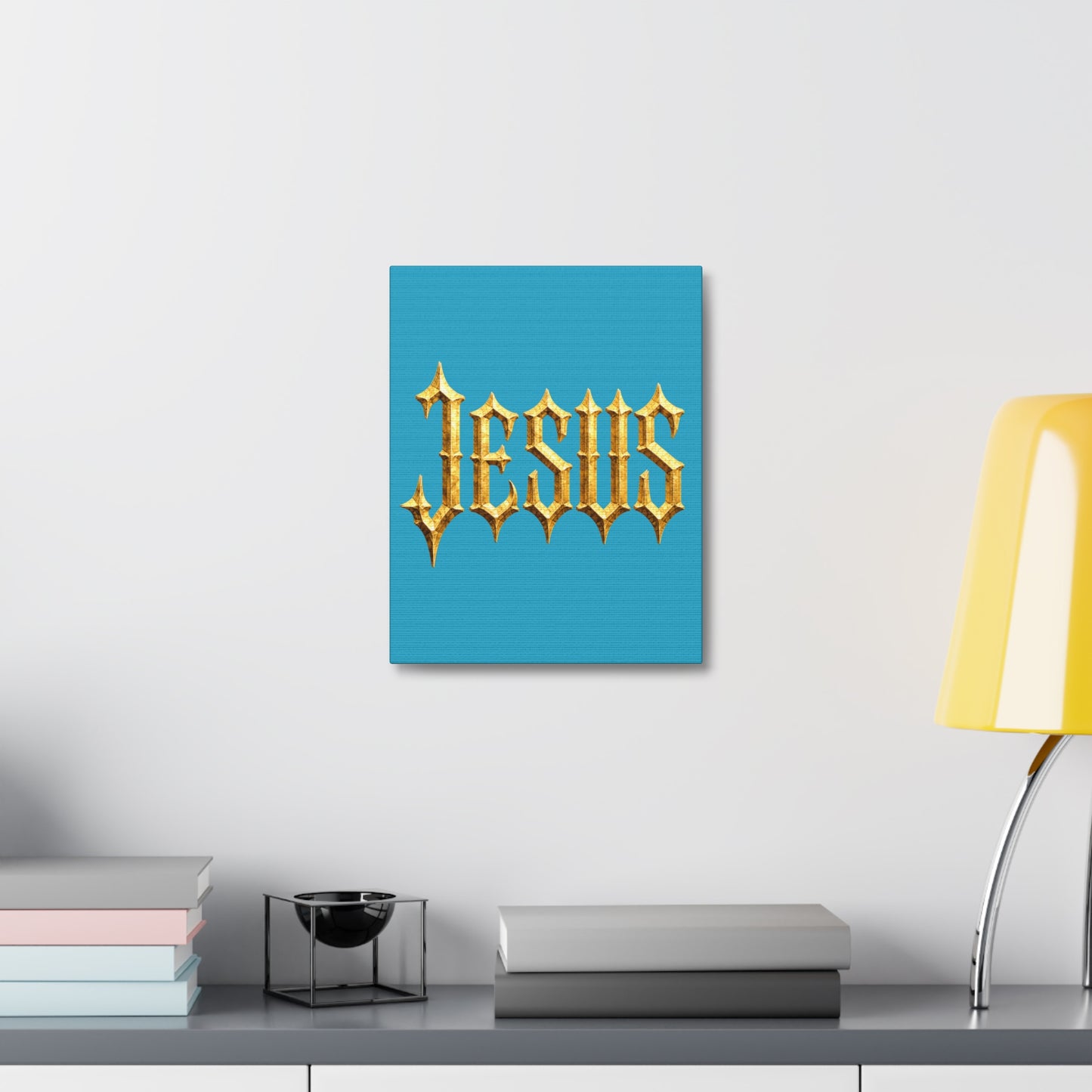 BOXXY JESUS ART CANVAS TURQUOISE