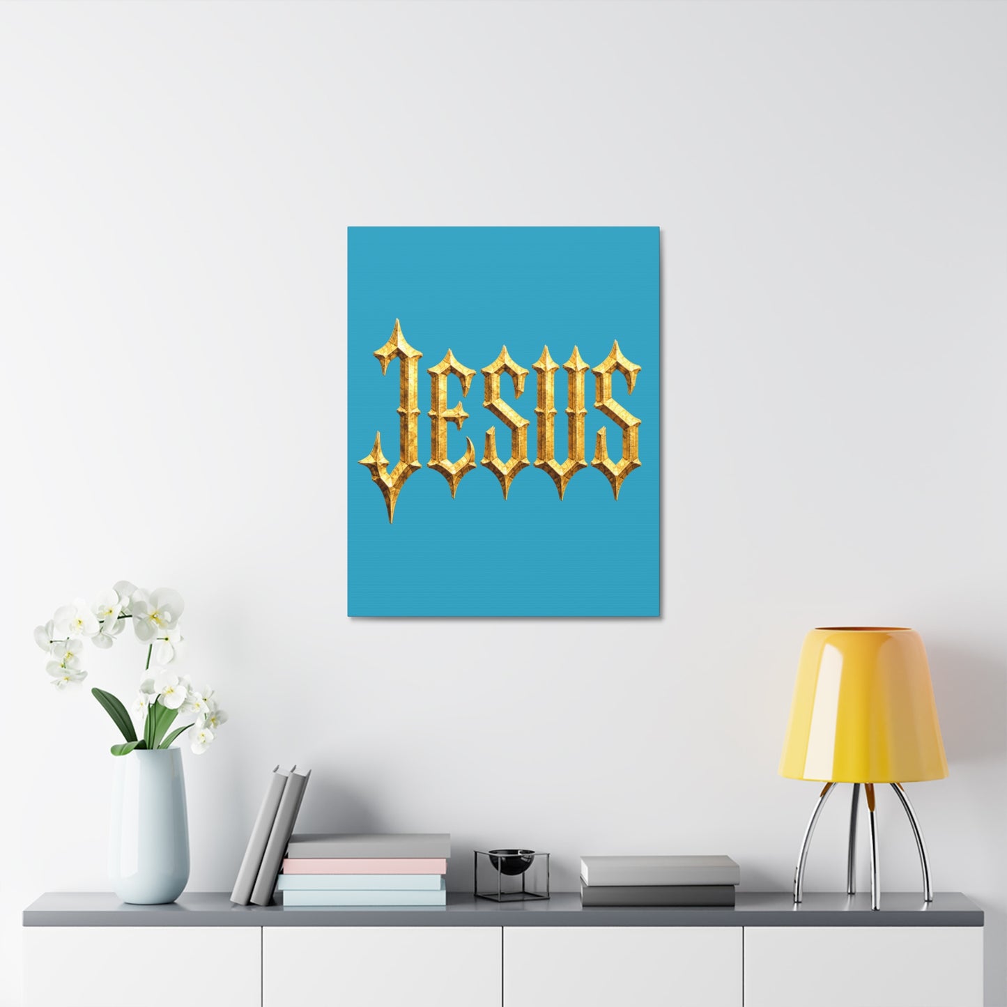 BOXXY JESUS ART CANVAS TURQUOISE